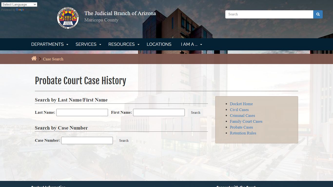 Docket: Probate Court Case History - Maricopa County, Arizona